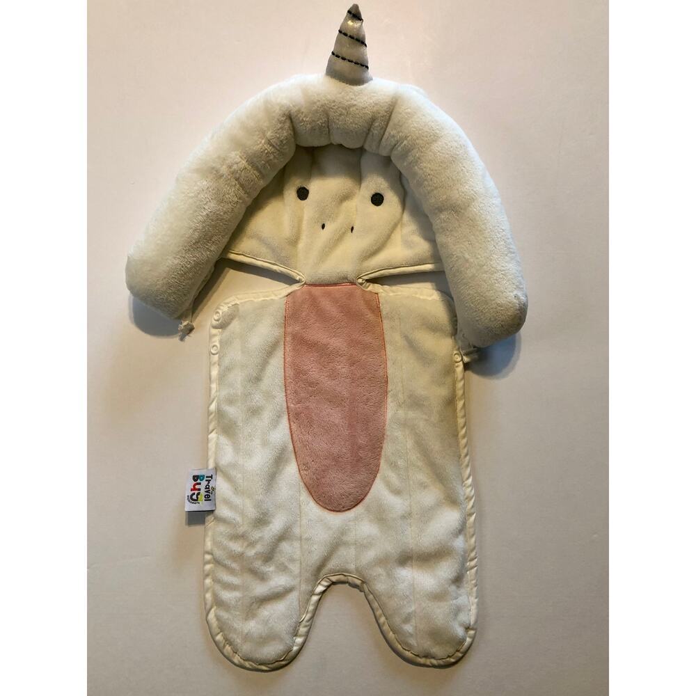 Travel Bug Unicorn Infant Head Support Pillow White & Pink